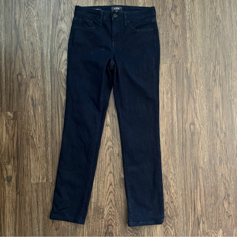 NYDJ Sheri Slim Blue Jeans Size 2 Mid-Rise Dark Wash Denim Skinny Straight